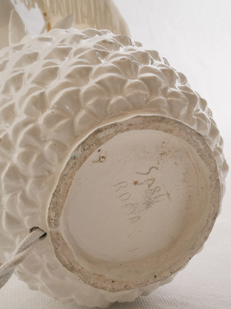 Cream fabric drum shade lamps  