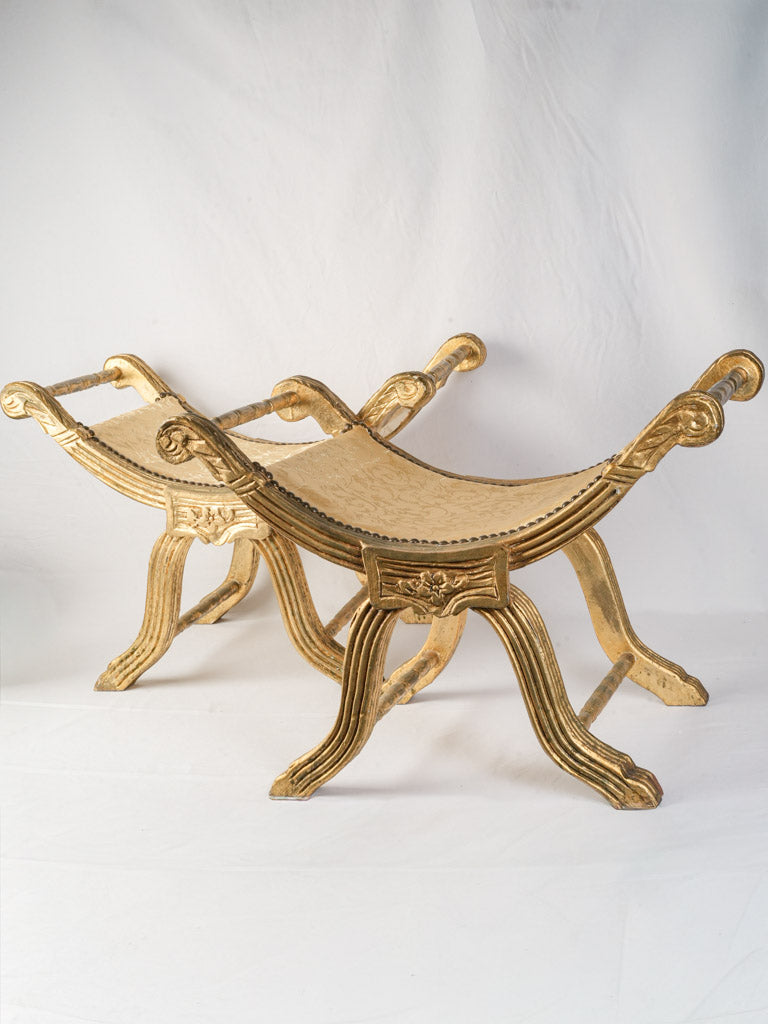 Pair of Decorative Italian Gilt Stools in a Classical Revival Style - 20½"