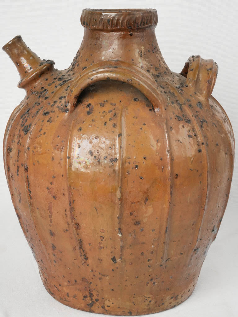 Historic patina ceramic oil jar  