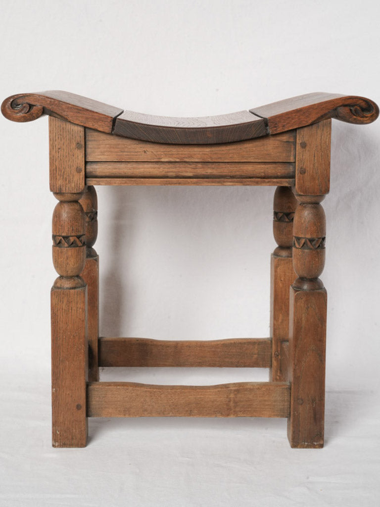 Distinctly carved wooden stool  