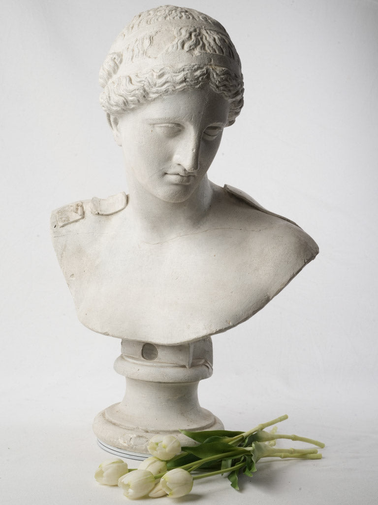 Antique serene limestone academic bust  