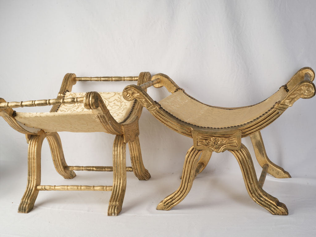 Decorative wooden upholstered curule seat  