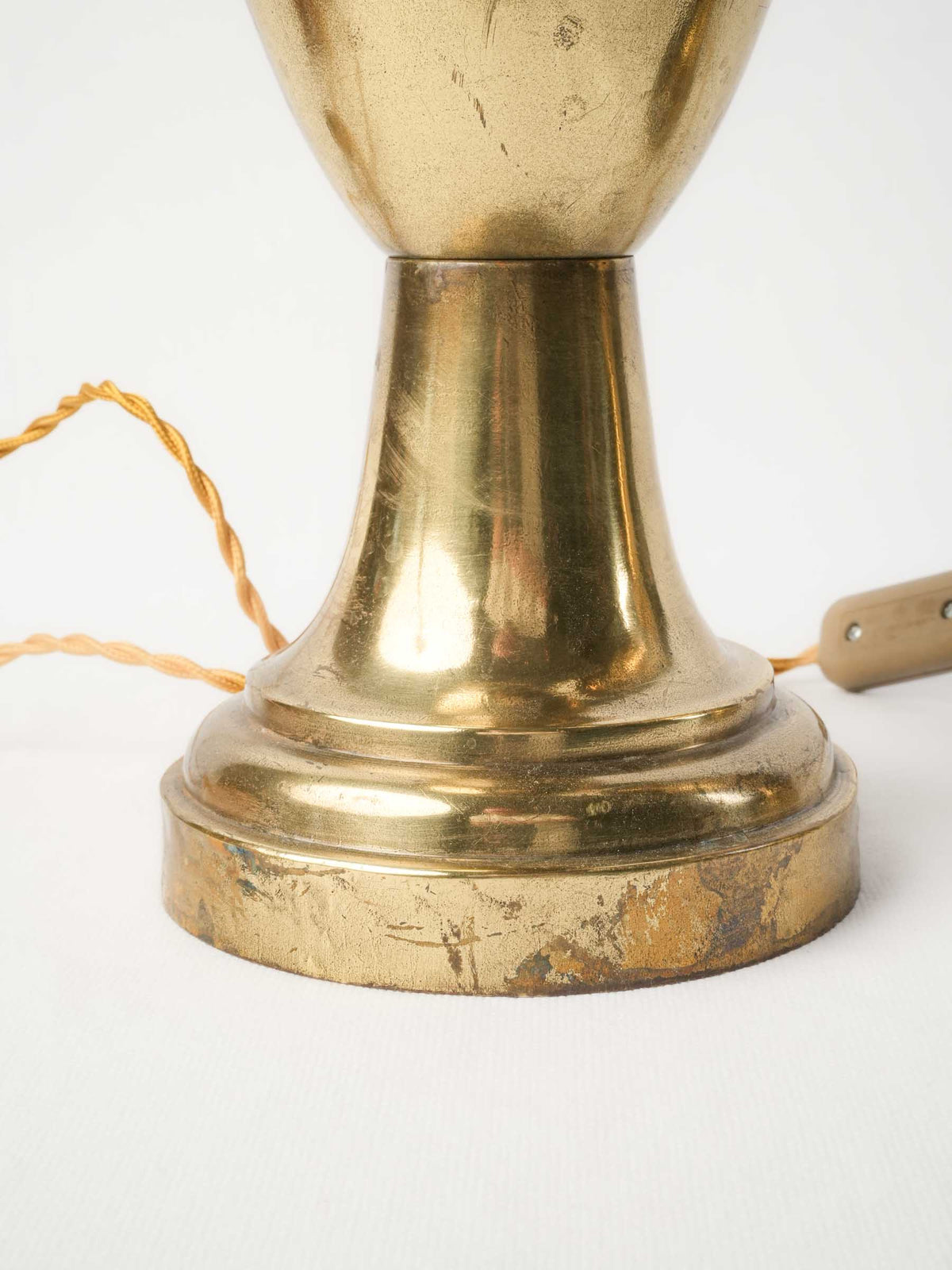 Pair of Very Tall Brass Urn Table Lamps w/ Custom-Made Felt Shades - 45"