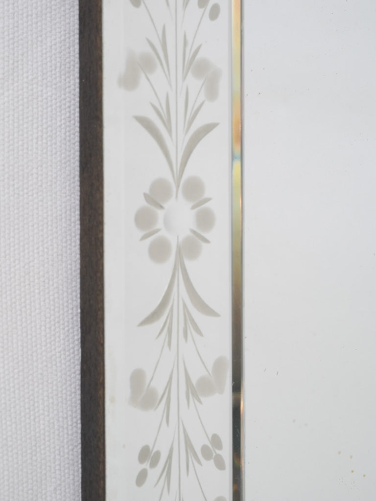 Charming, aged Venetian flora etched mirror