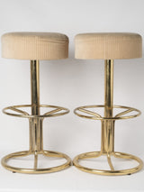 Stylish gilded metal Italian barstool pair