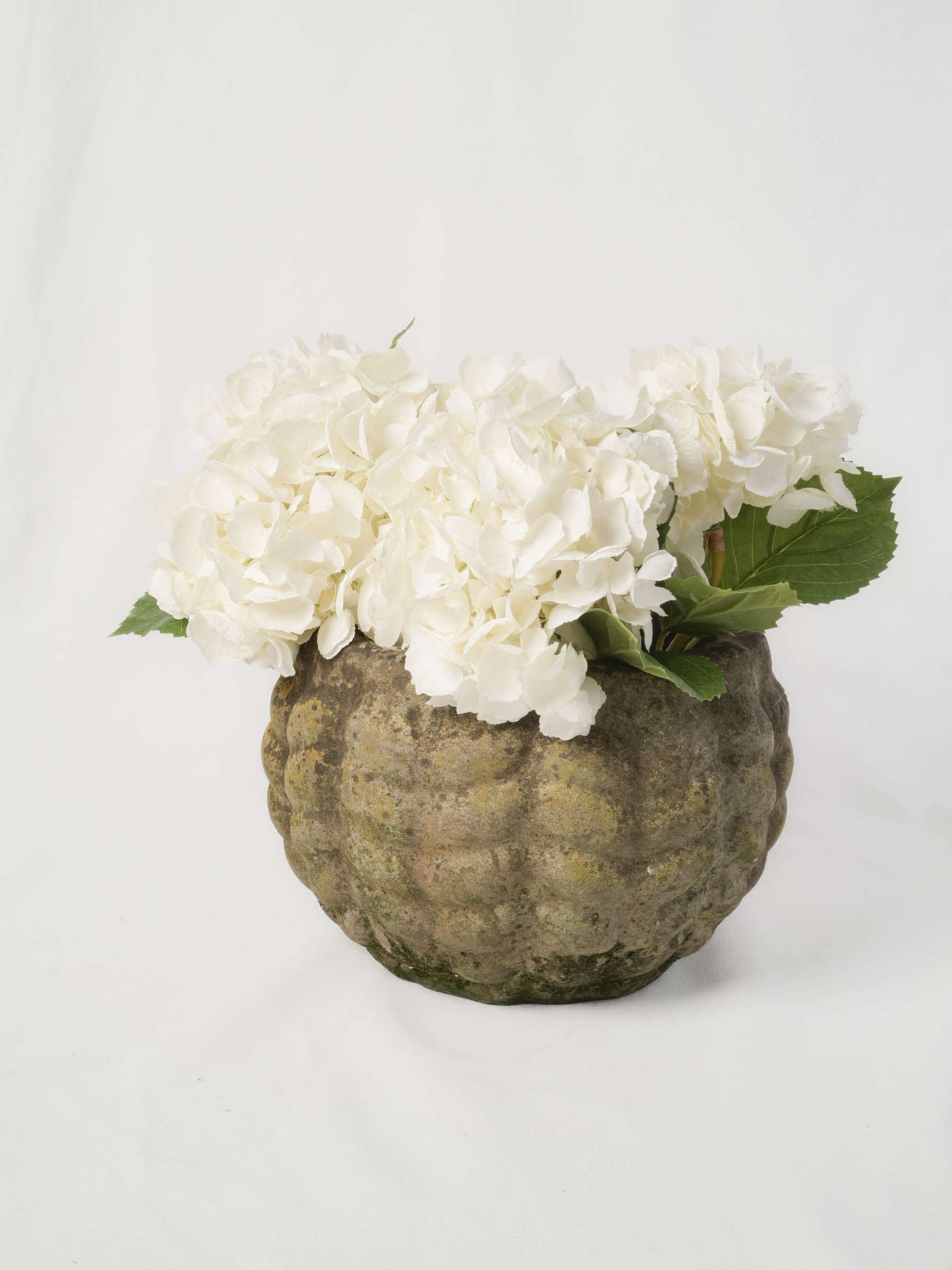 Vintage Lobed Concrete Planter w/ Naturally Weathered Patina - 9" x 13"