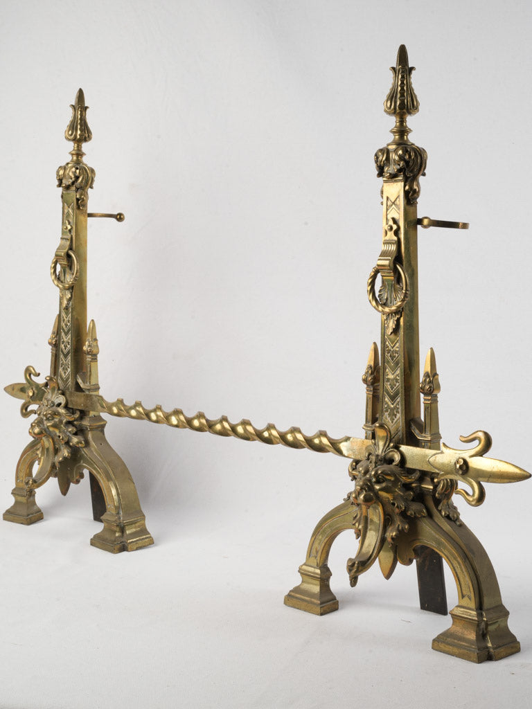 Opulent gilt-bronze fireplace garniture