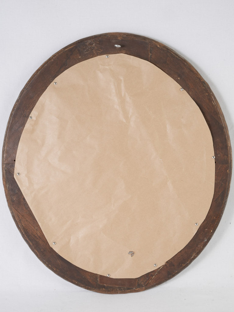 Antique oval mirror with grey-painted frame
