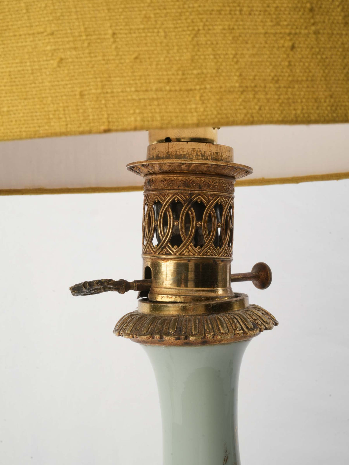 Antique French Ceramic Oil Lamp Converted to Table Lamp - 22½"