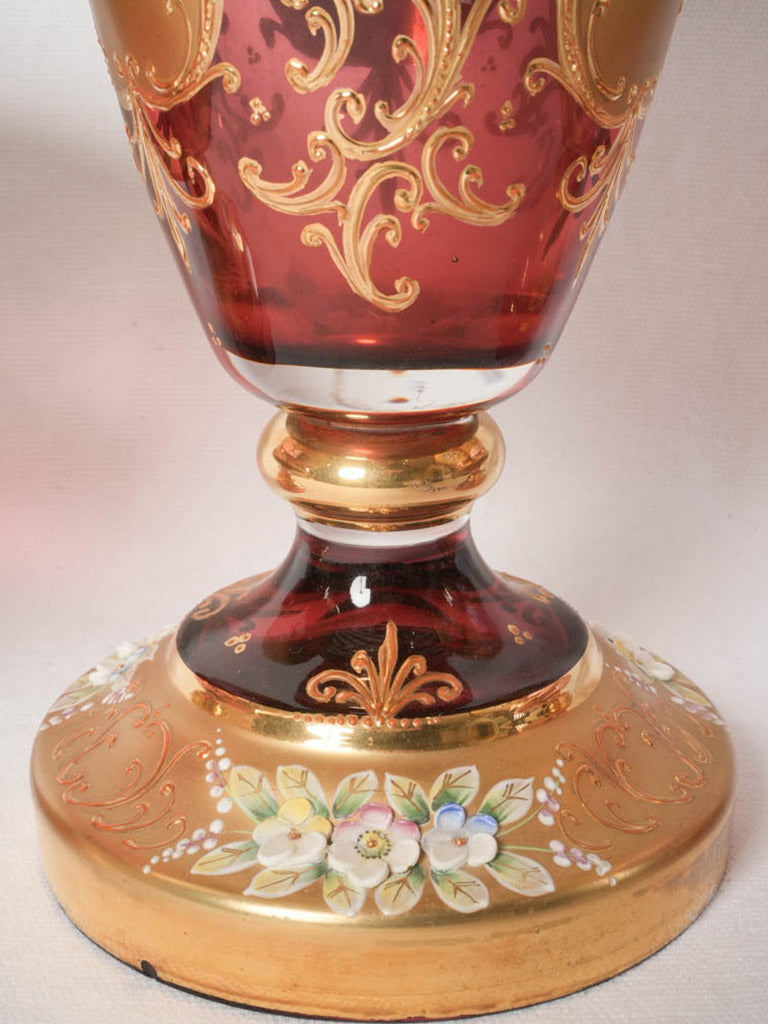 Ornamental jewel-tone glassware pieces