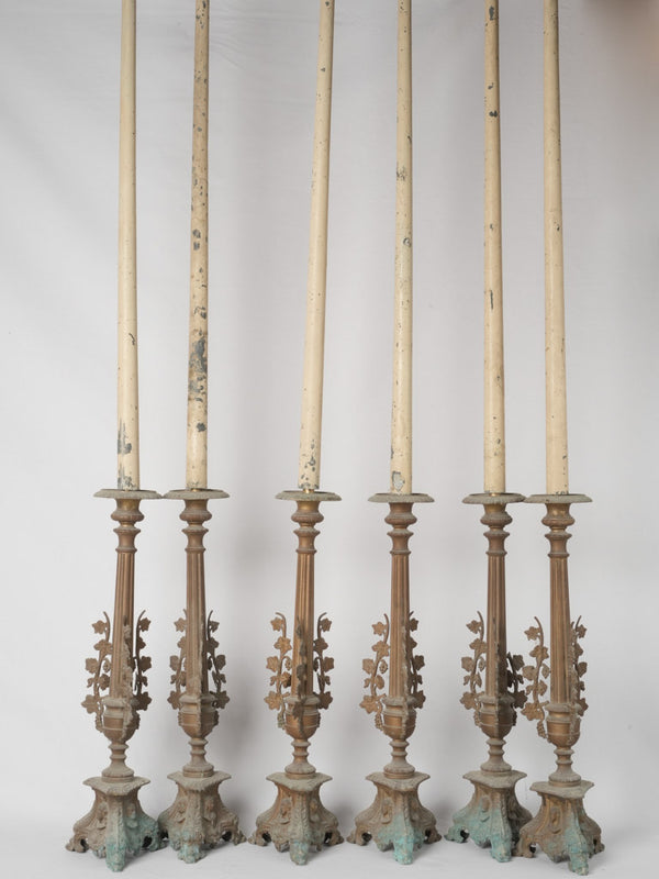 A set of 6 extra-tall 19th-century French altar candlesticks 60¾"