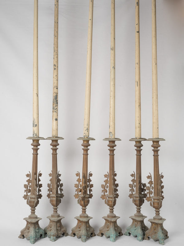 Antique bronze ivy embellished candleholders