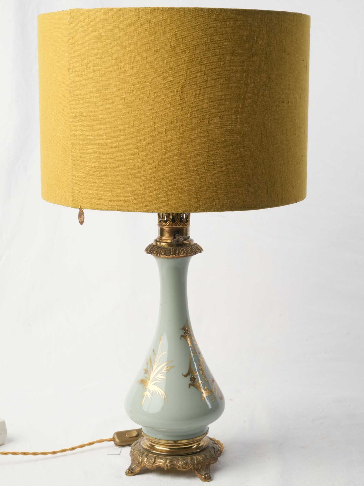 Antique French Ceramic Oil Lamp Converted to Table Lamp - 22½"