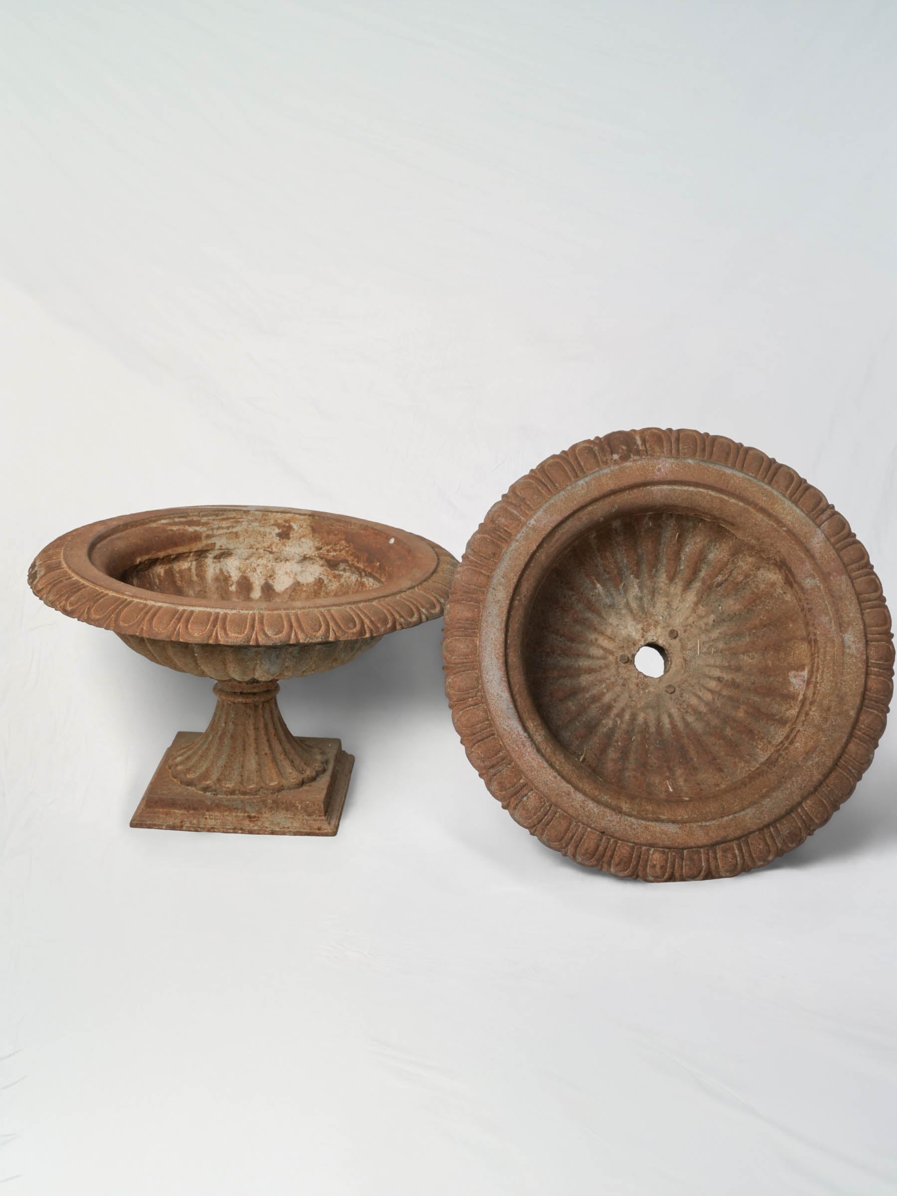 Pair of Early 20th-Century French Cast Iron Garden Urns - 12½" x 21¾"