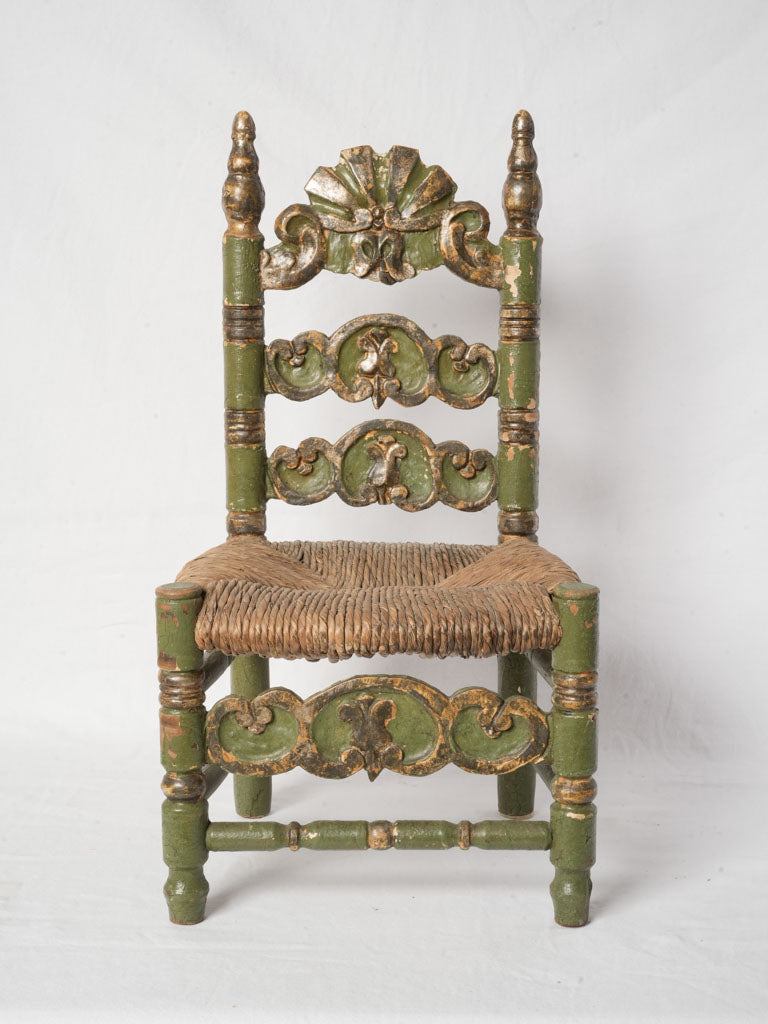 Antique Spanish Child’s Chair w/ Original Painted and Gilt Finish - 27½"