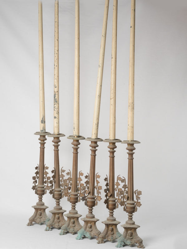 A set of 6 extra-tall 19th-century French altar candlesticks 60¾"