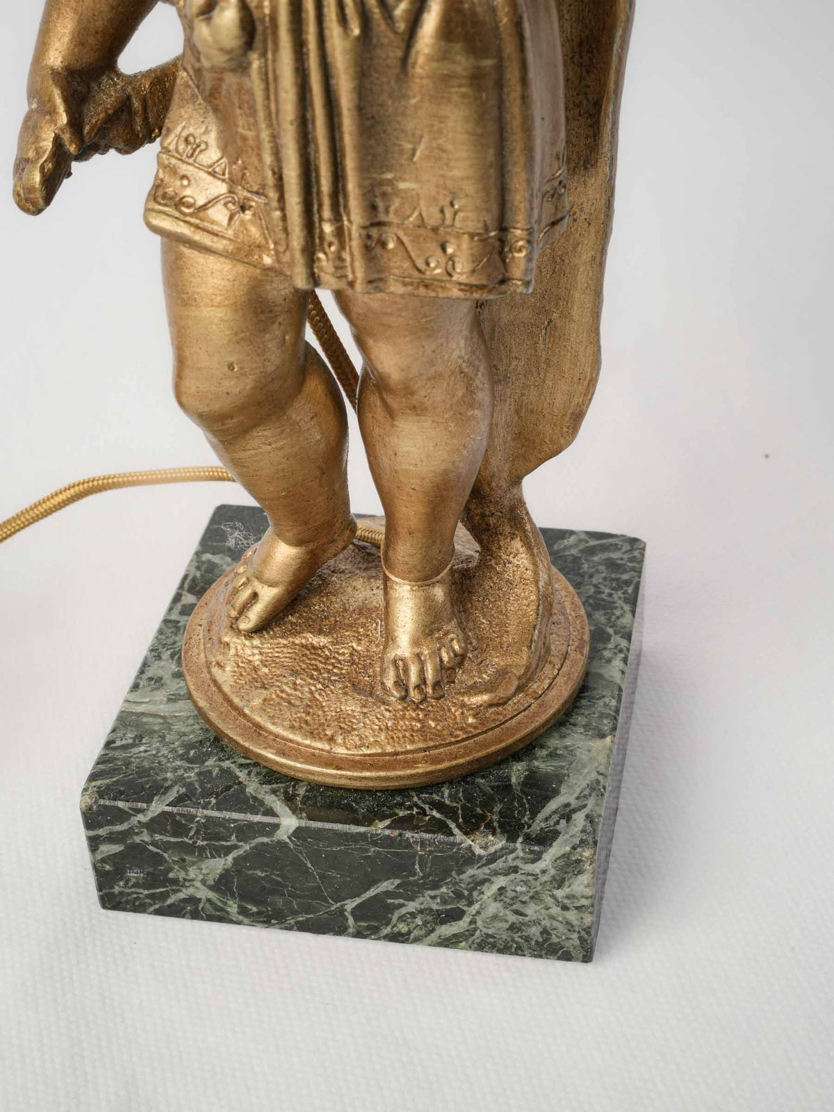 Figural Table Lamp w/ Gilt-Metal Putto and Fringed Pagoda Shade - 19¼"