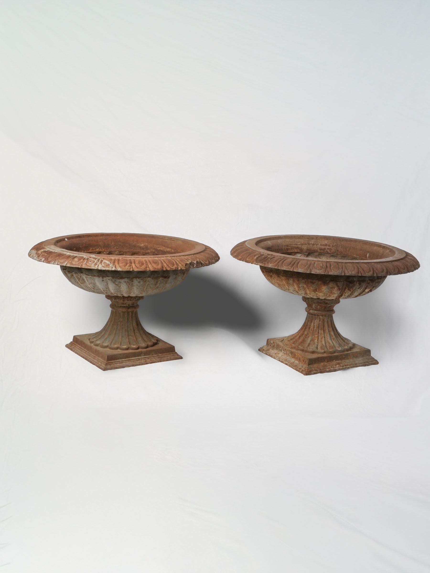 Pair of Early 20th-Century French Cast Iron Garden Urns - 12½" x 21¾"