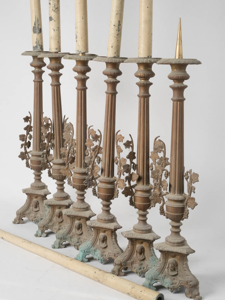 Tall candlesticks with beautiful aged patina