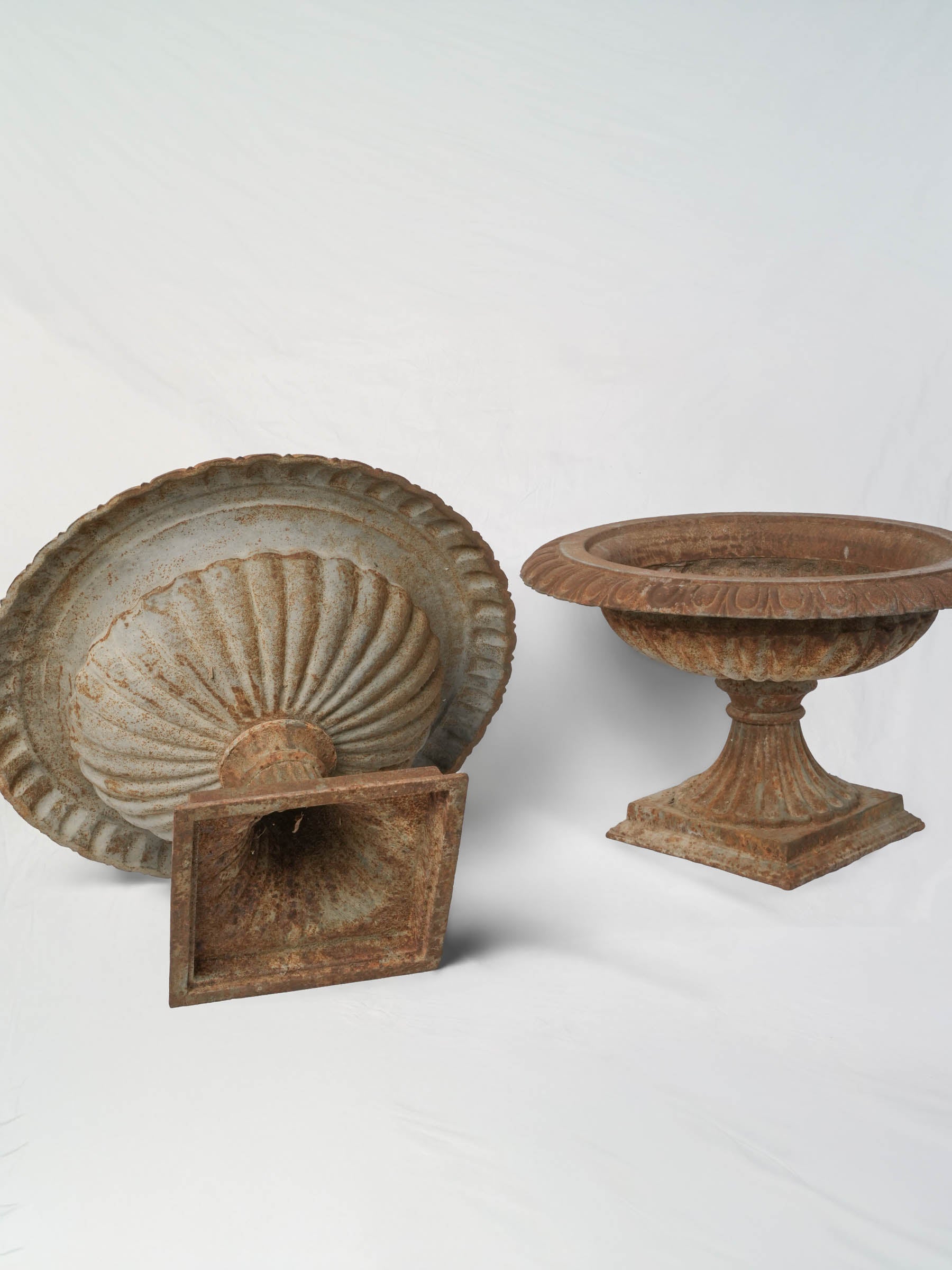 Pair of Early 20th-Century French Cast Iron Garden Urns - 12½" x 21¾"