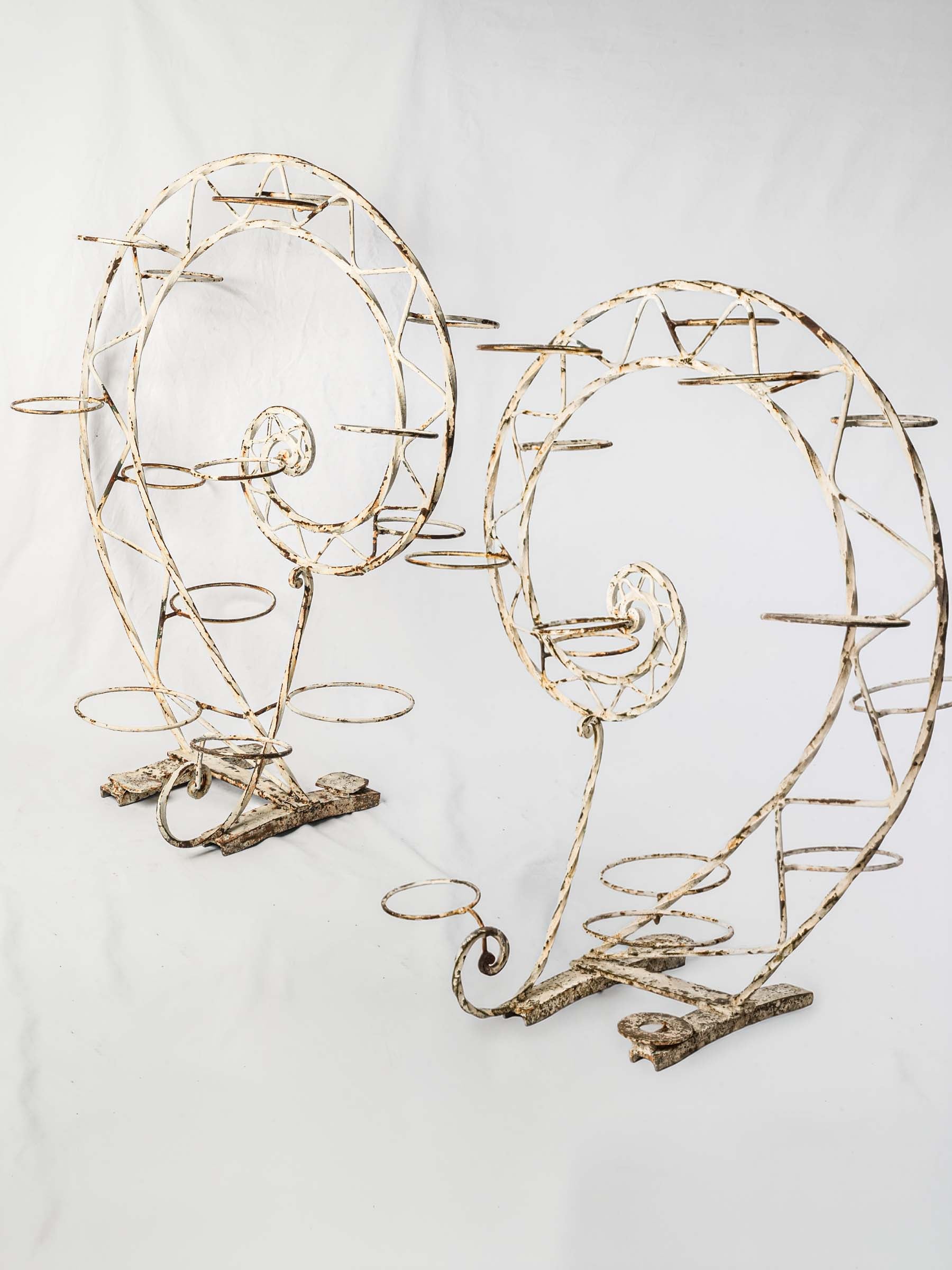 Pair of Handcrafted Wrought Iron Plant Stands w/ Spiral Design, 1950s - 48½"