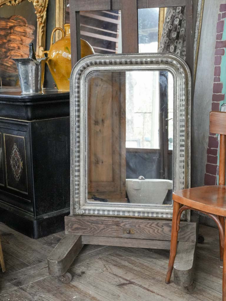 Elegant Louis Philippe Silver Leaf Mirror - 35" x 26"