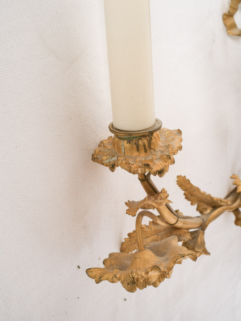 Elegant Gilt Bronze Five Light Floral Wall Sconce - 18½"