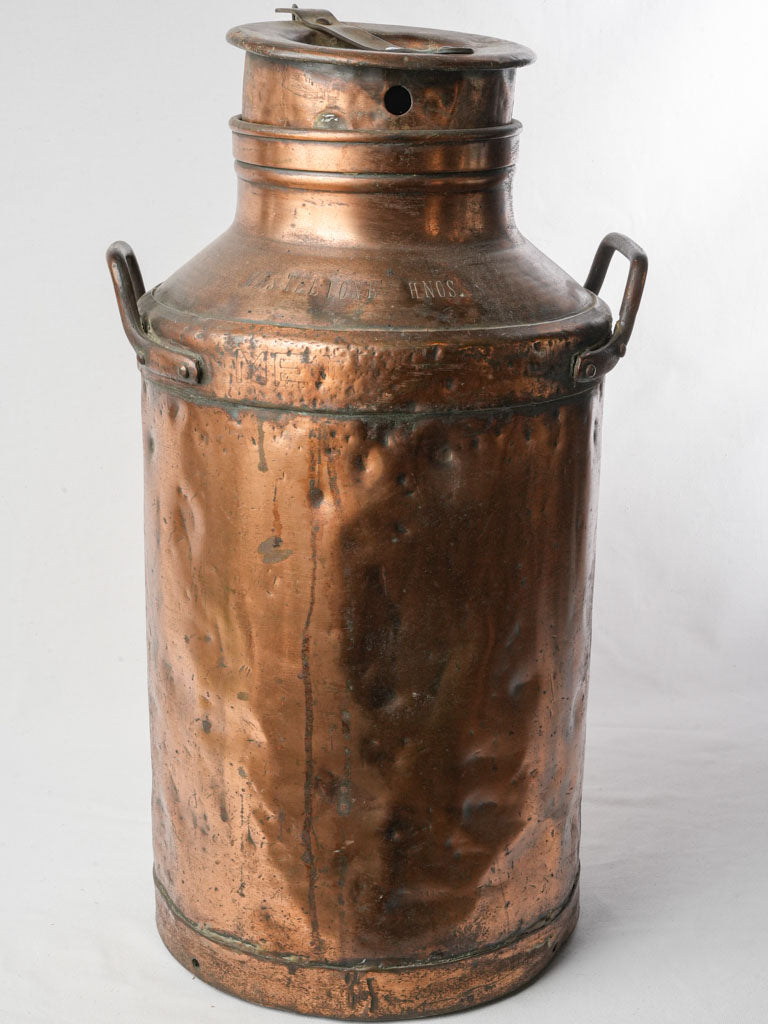Tall Antique French Copper Milk Can - 28¾"