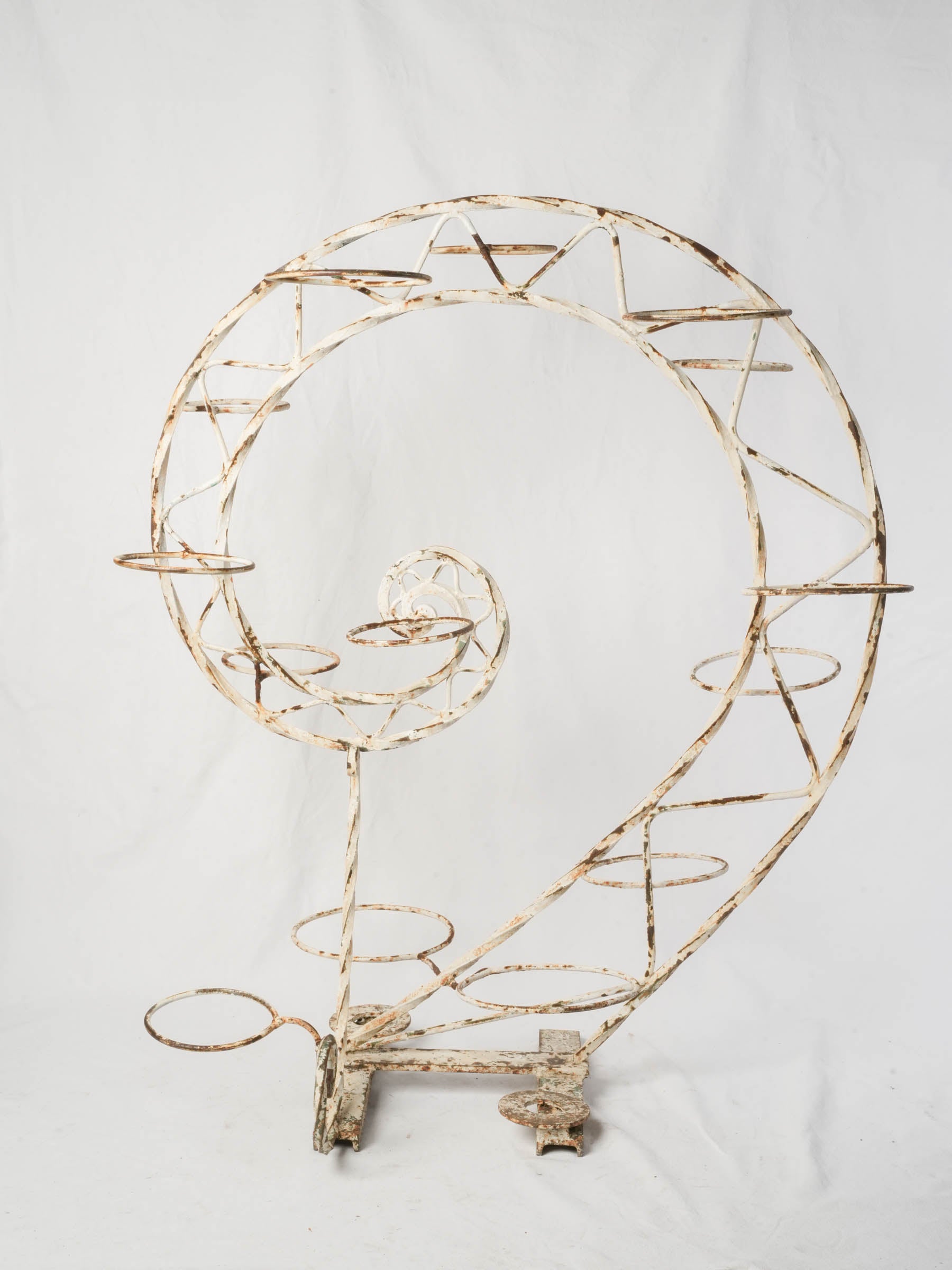 Pair of Handcrafted Wrought Iron Plant Stands w/ Spiral Design, 1950s - 48½"