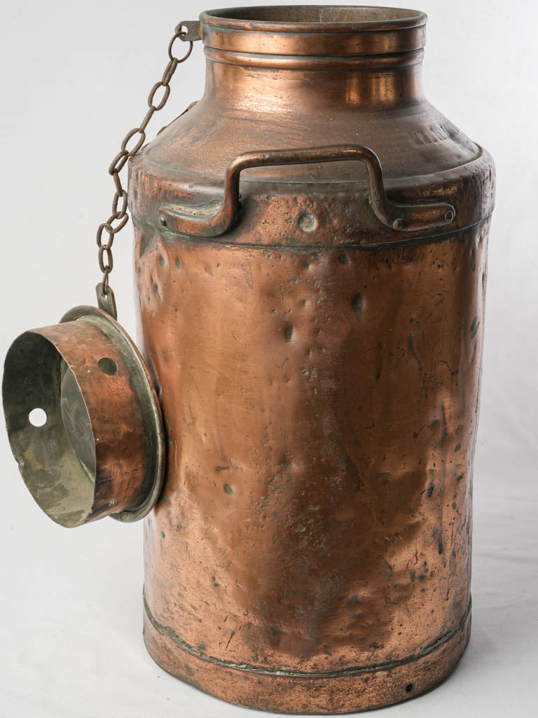 Oxidized patina copper container