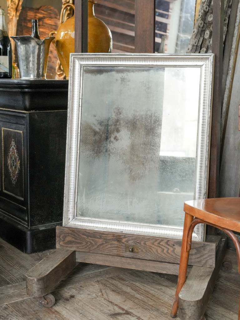 Atmospheric silver leaf framed mirror  