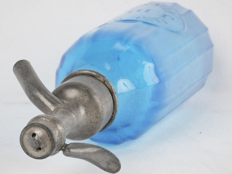 Collectible blue glass bottle siphon