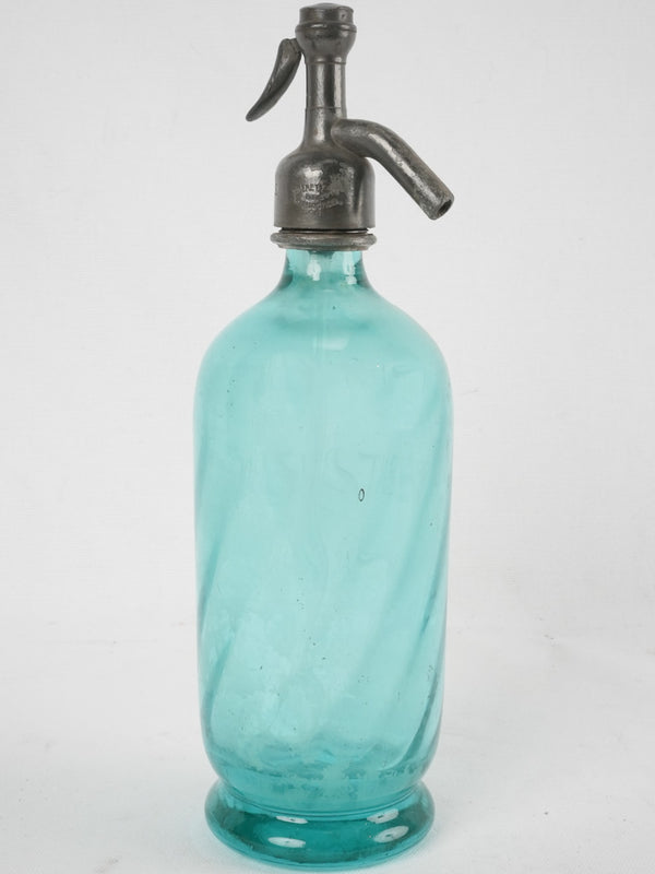 Antique blue French seltzer bottle