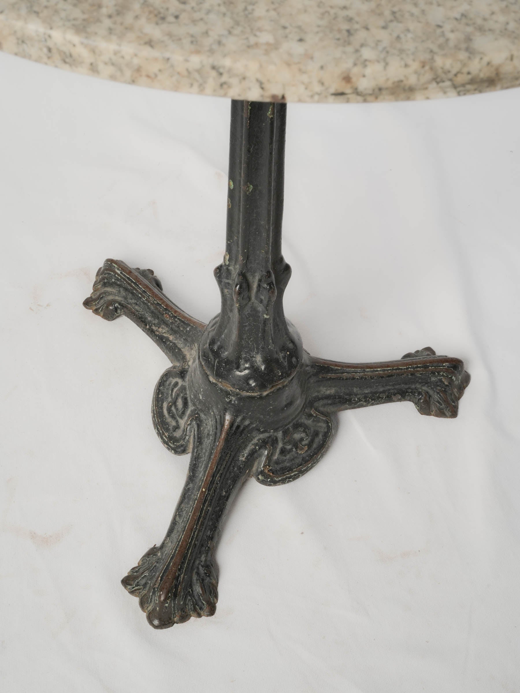 Timeless Bistro-Style Table w/ Art Nouveau Cast Iron Base and Polished Granite Top - 24½" diam.