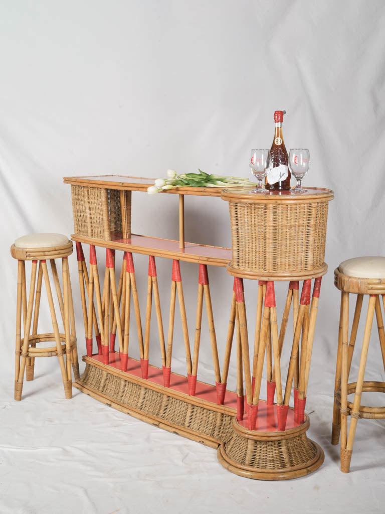 Striking bamboo 1960s bar set  