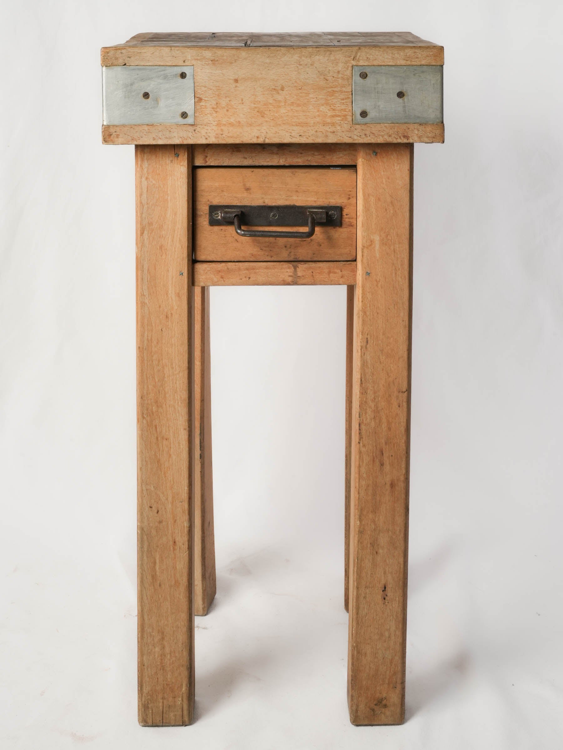 1960s Compact French Butcher's Block with Knife Rail and Drawer - 33¾" x 16½"