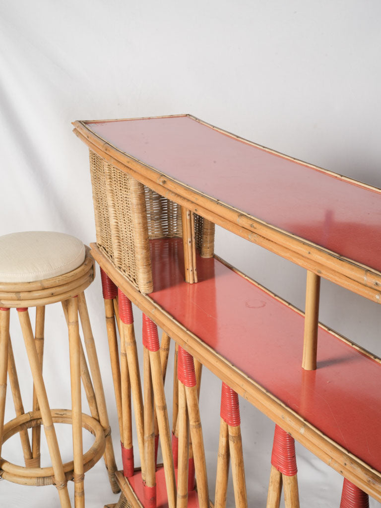 Vibrant red bamboo bar set  