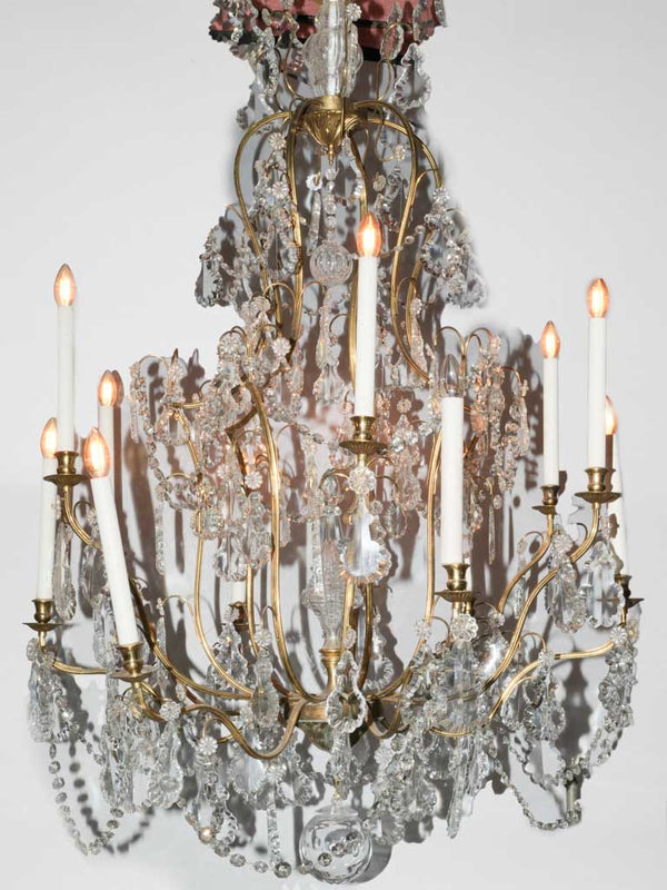 Stunning 12-light two-tier antique French chandelier 70½" x 41¼"