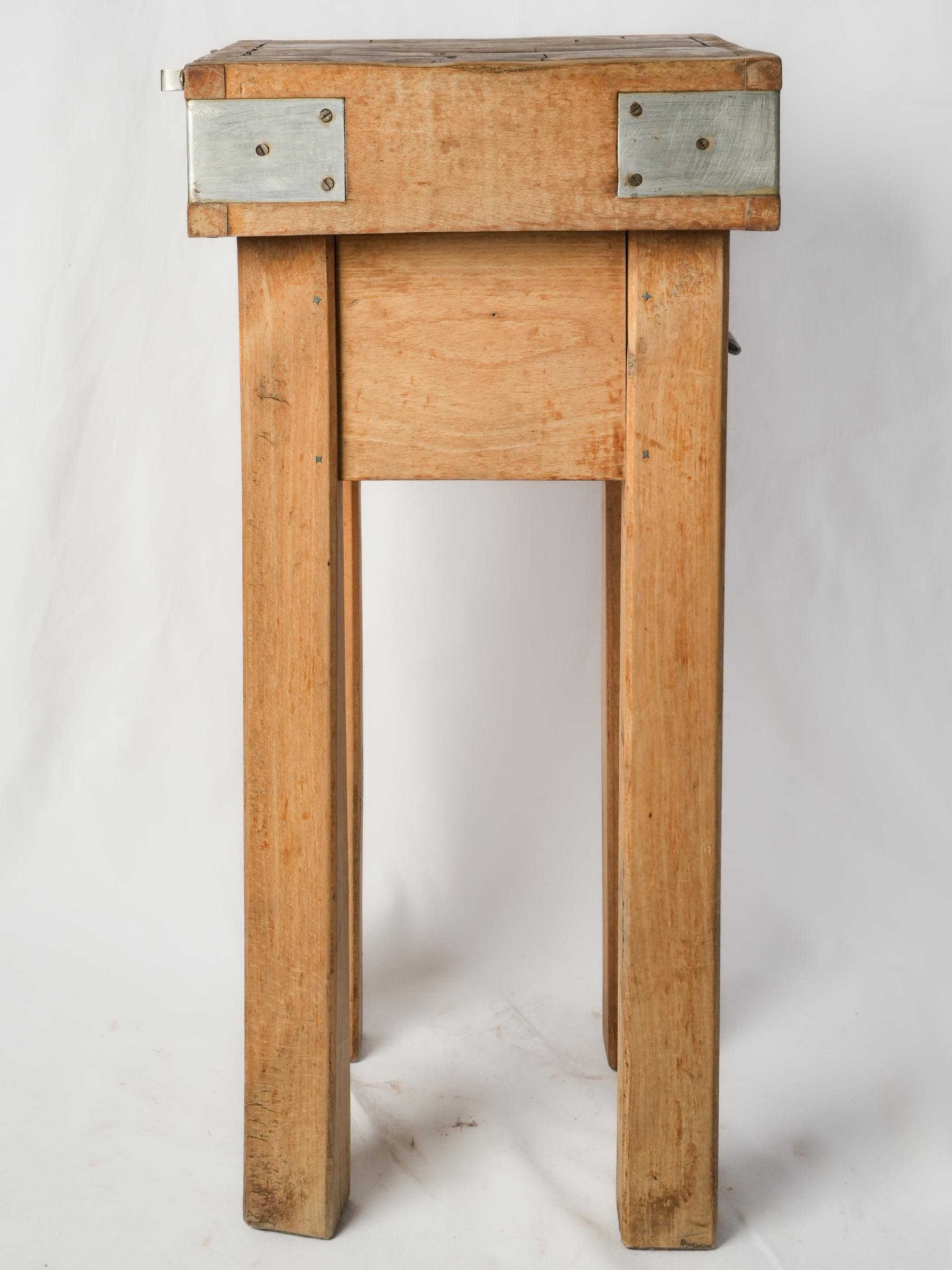 1960s Compact French Butcher's Block with Knife Rail and Drawer - 33¾" x 16½"