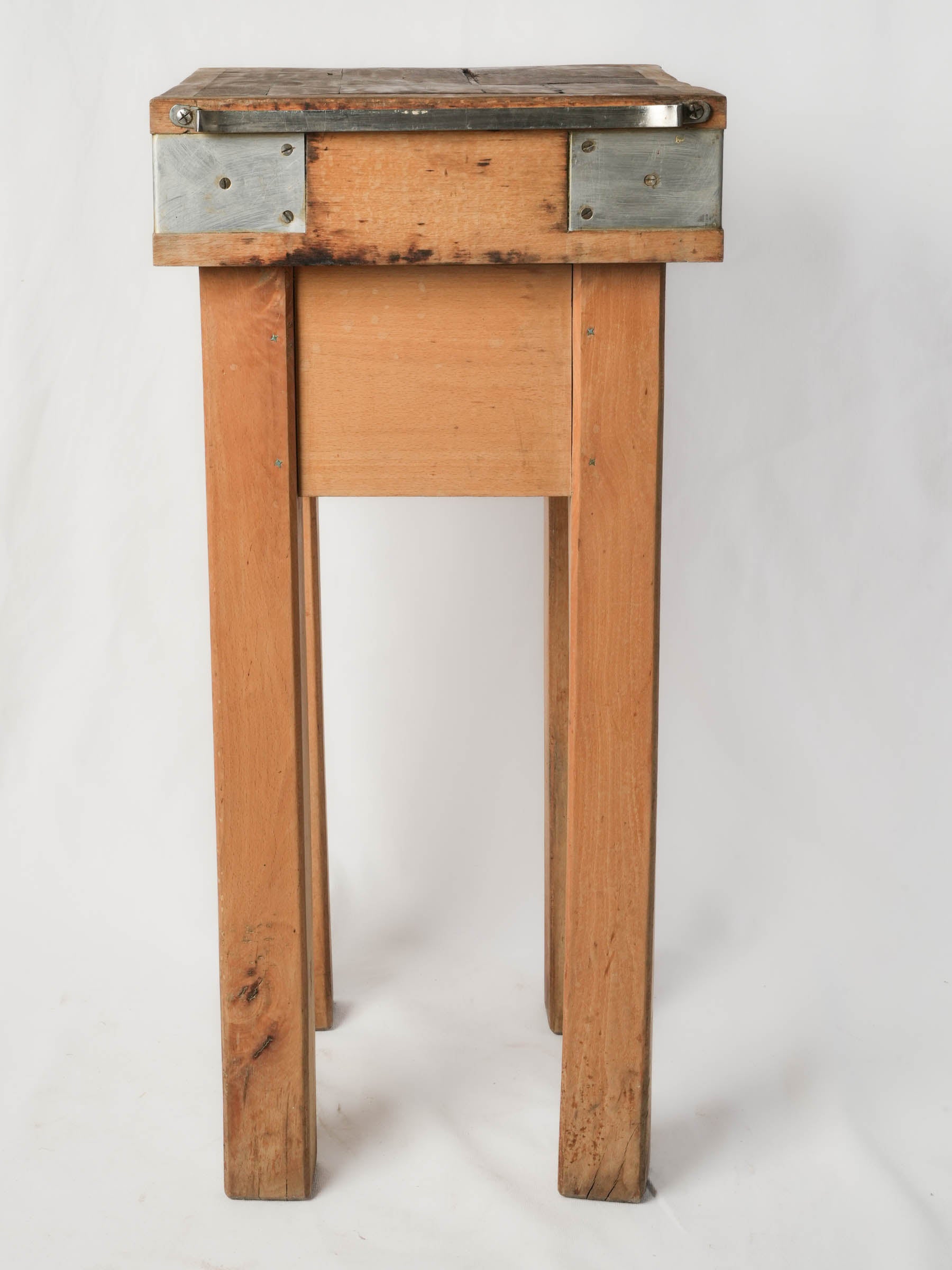 1960s Compact French Butcher's Block with Knife Rail and Drawer - 33¾" x 16½"