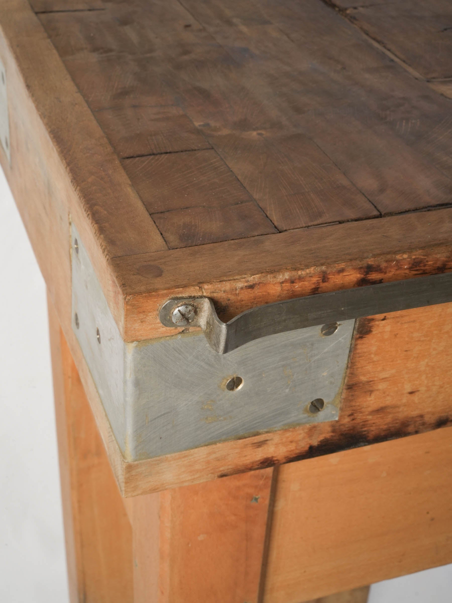 1960s Compact French Butcher's Block with Knife Rail and Drawer - 33¾" x 16½"