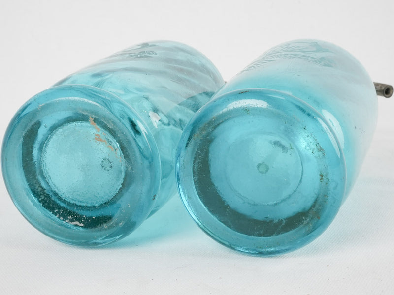 Aged blue beverage siphons