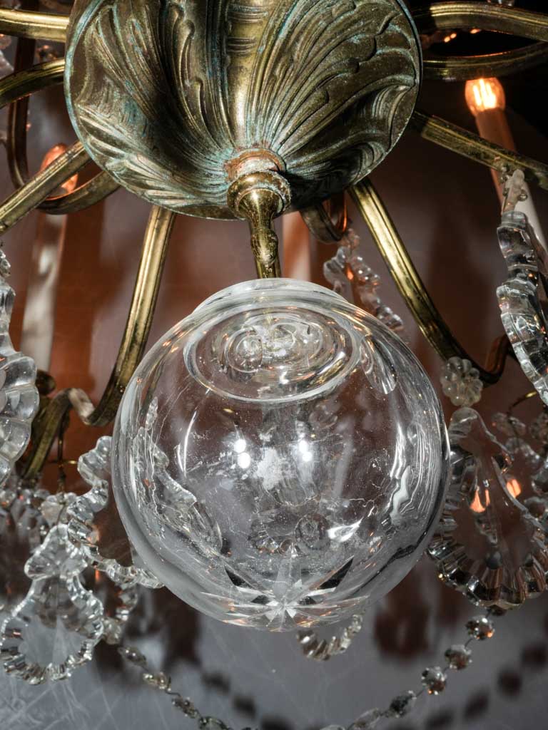 Magnificent gilded metal crystal chandelier
