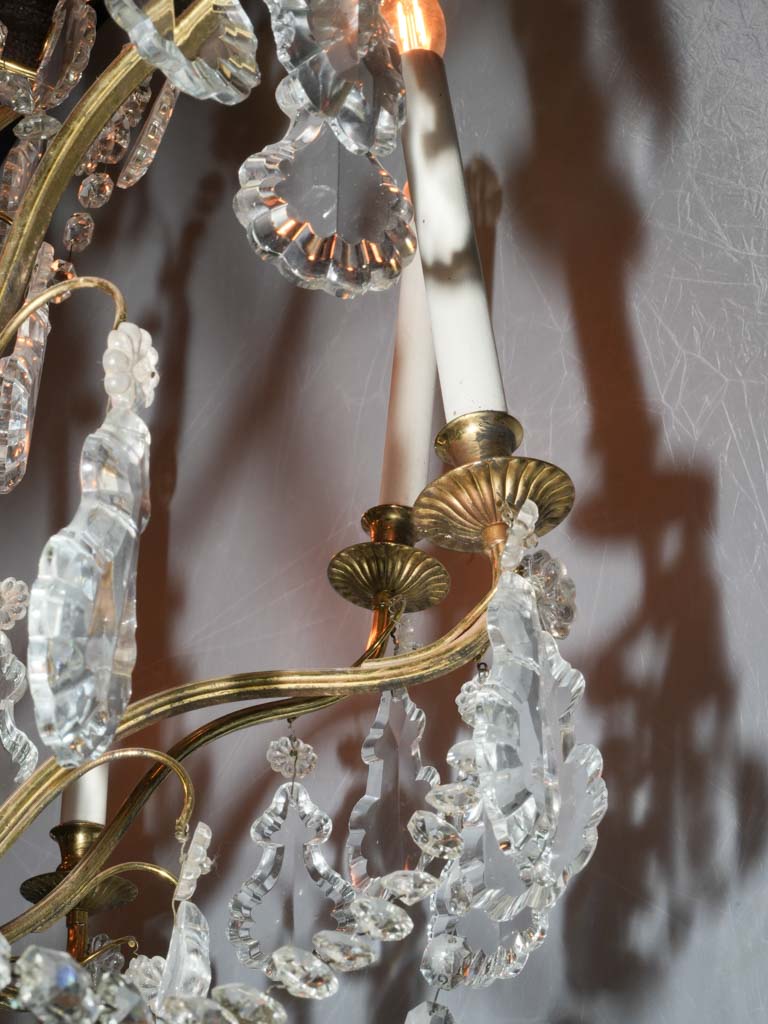 Ornate crystal droplet gilded chandelier