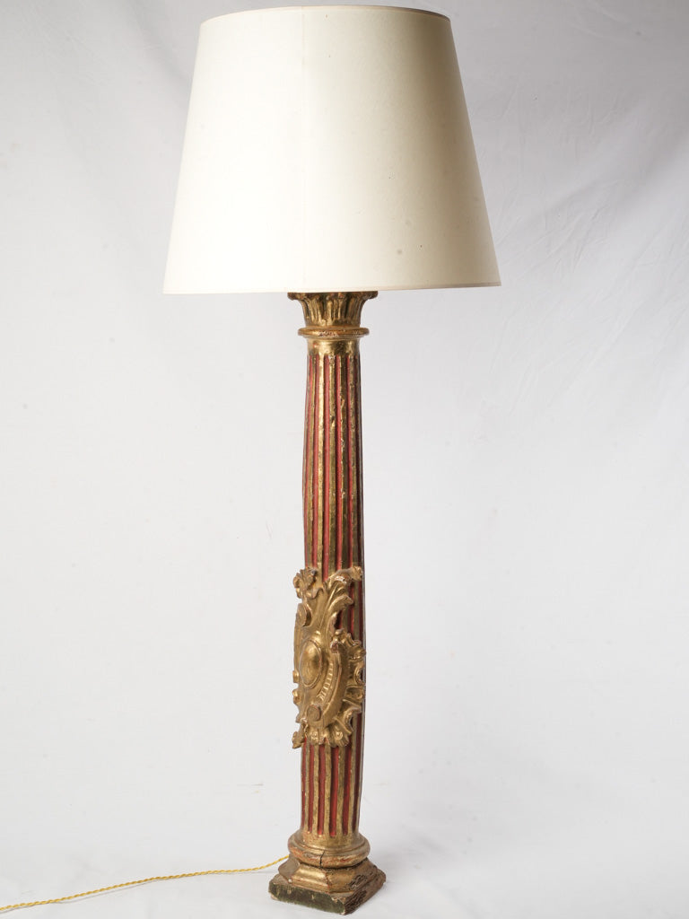 Timeworn giltwood floor lamp