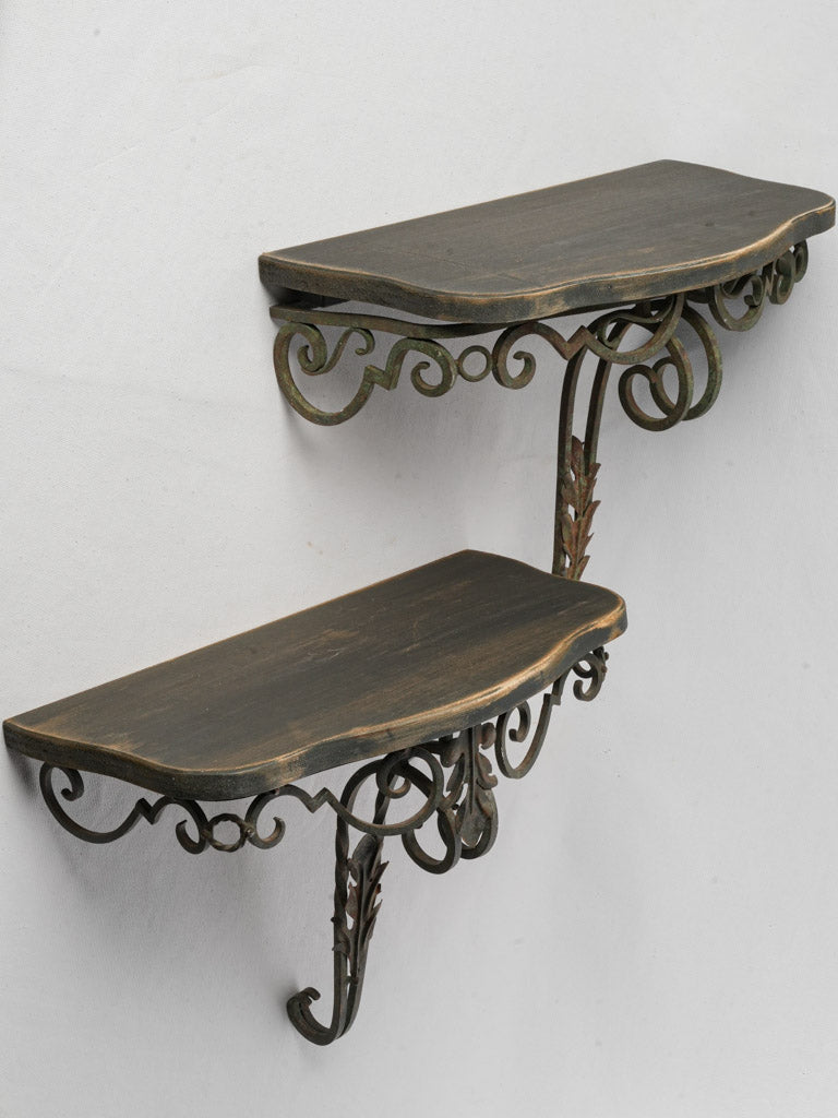 False Pair Of 1950s Wrought Iron Wall Brackets - 16¼"