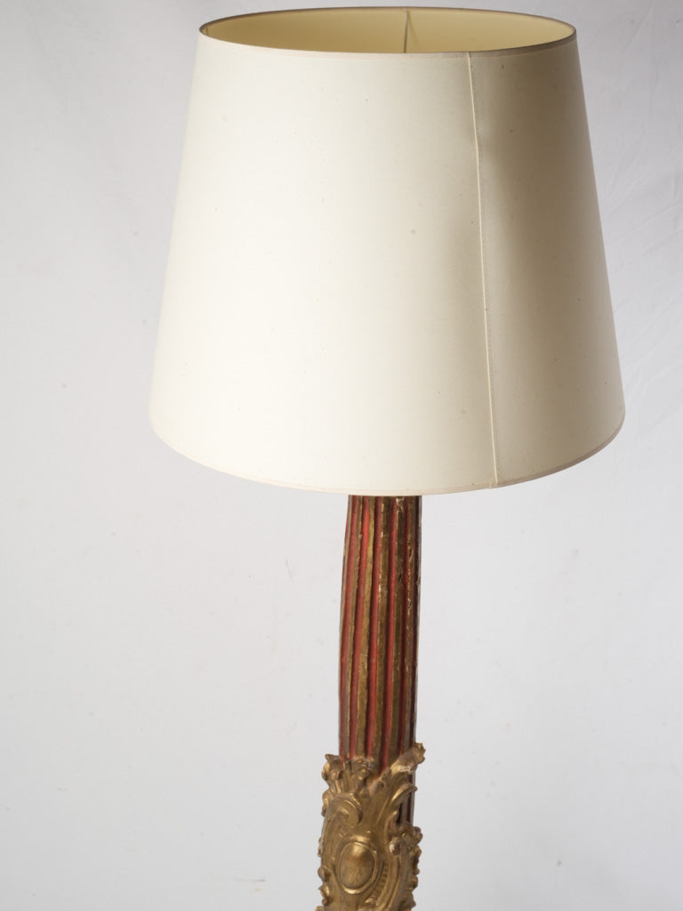 Aged giltwood column lamp