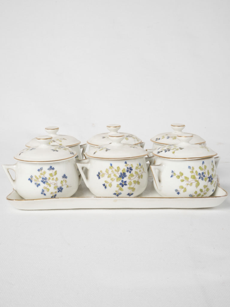 Late 19th-century blue floral pots