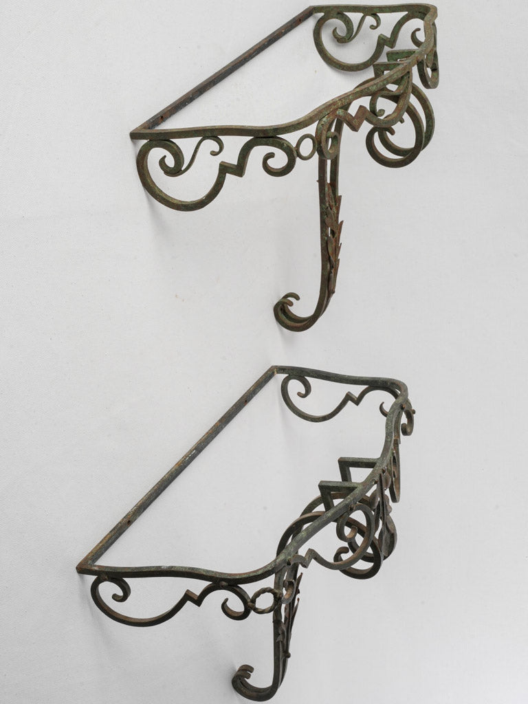 False Pair Of 1950s Wrought Iron Wall Brackets - 16¼"