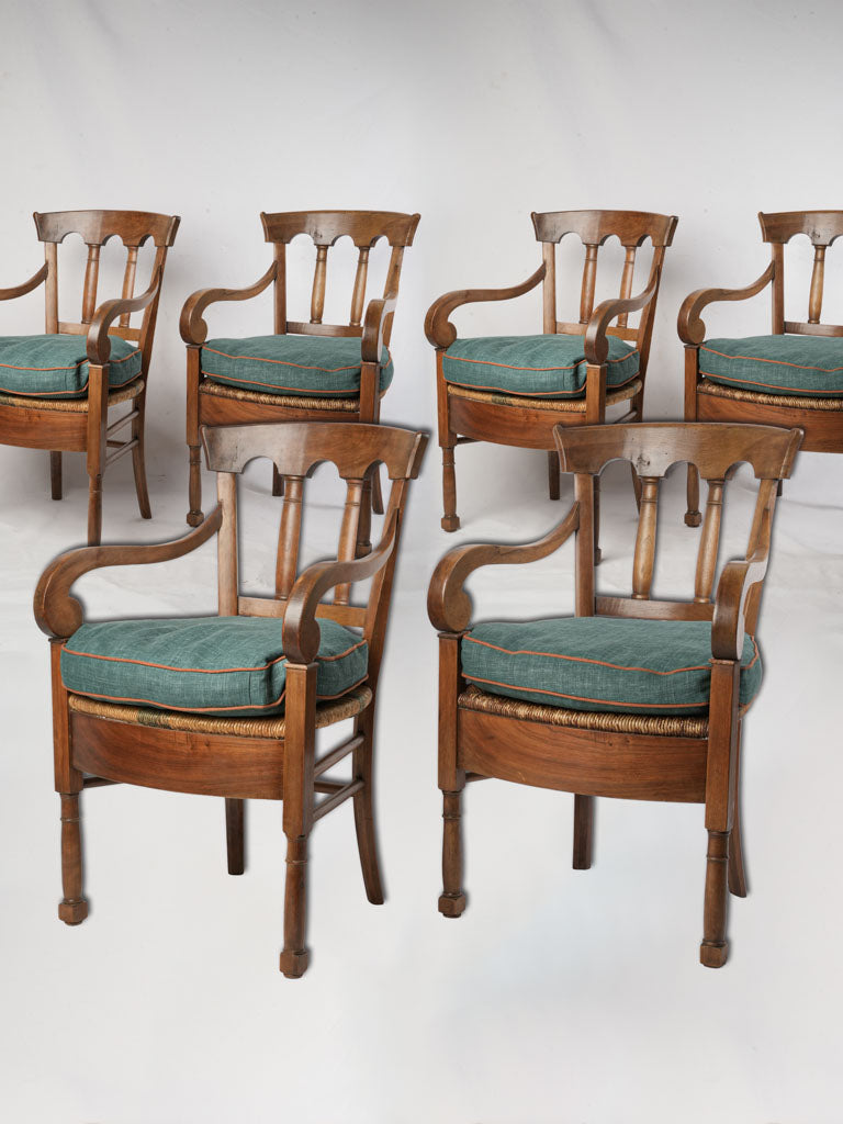 Set Of Six Early 19th Century Provincial Armchairs W/ Rush Seats